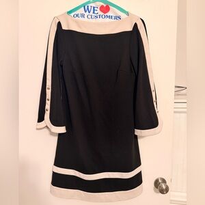 Donna Morgan Black and Cream Long Sleeve Dress (6)